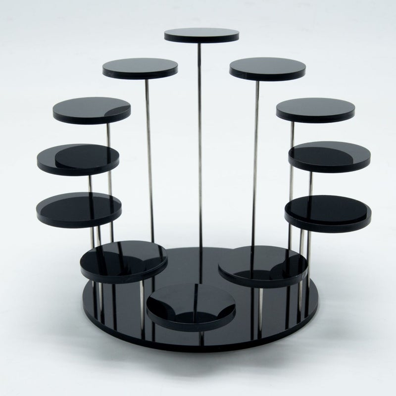 Acrylic Ring Display Stand Multi-Tier Jewelry Organizer 12 round black