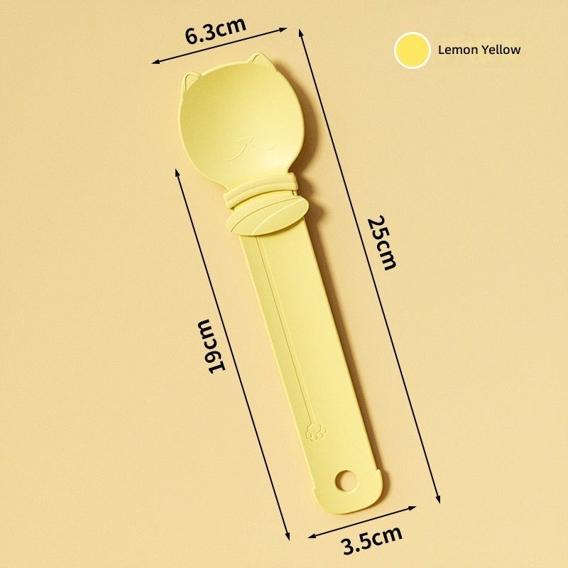 Lemon Yellow Cat Ear Pet Feeder with Scoop, OPP Bag Packaging - Pet Supplies - Image 1