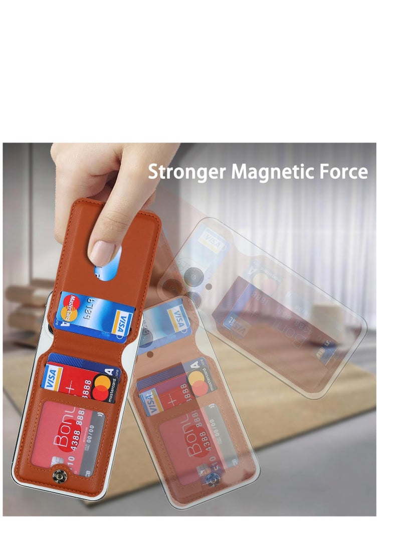 SOLARAE Magsafe Wallet Stand, with Adjustable Magnetic Wallet Stand, Magnetic Leather Wallet for Magsafe, Magsafe Wallet for iPhone 15/14/13/12 Series, Stylish Vegan Leather (Brown) - Image 5