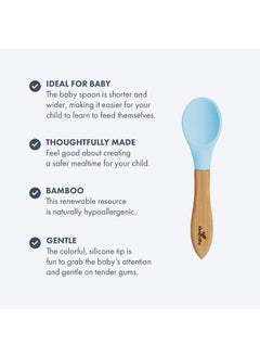 Avanchy Baby Spoons 5 Bamboo And Silicone Set Self Feeding Food Utensils 4 Months Baby Led Weaning 5 Pack W/Pink  - Image 4