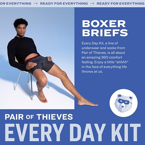 Pair of Thieves Soft Cotton Boxer Briefs for Men Pack (4 Pack) - Tagless Mens Underwear for All-Day Comfort and Support - Large - Grey/Denim - Image 2