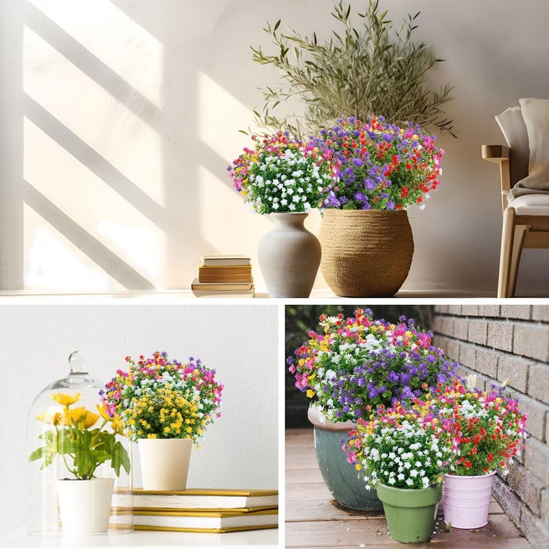 HAPLIA 8 Bundles Artificial Flowers  Fake Artificial Greenery UV Resistant No Fade Faux Plastic Plants for Wedding Bridle Bouquet Indoor Outdoor Home Garden Kitchen Office Table Vase - Image 3
