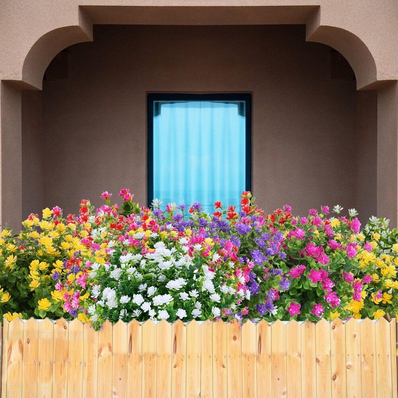 HAPLIA 8 Bundles Artificial Flowers  Fake Artificial Greenery UV Resistant No Fade Faux Plastic Plants for Wedding Bridle Bouquet Indoor Outdoor Home Garden Kitchen Office Table Vase - Image 4