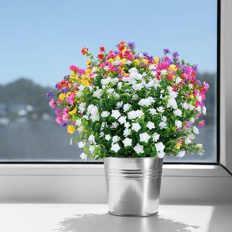 HAPLIA 8 Bundles Artificial Flowers  Fake Artificial Greenery UV Resistant No Fade Faux Plastic Plants for Wedding Bridle Bouquet Indoor Outdoor Home Garden Kitchen Office Table Vase - Image 5