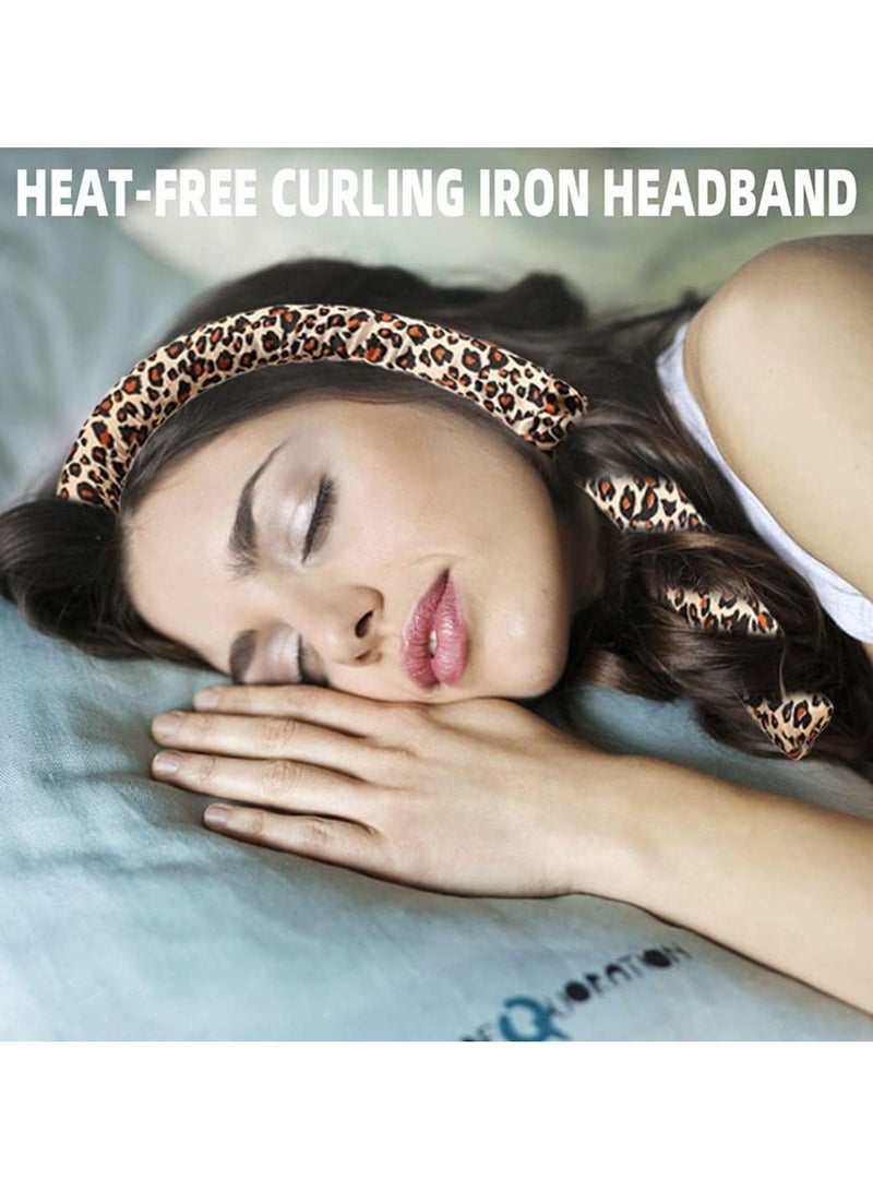 Kimaya Heatless Curling Rod Headband,Lazy Hair Curler,No Heat Silk Curlers,Soft Rubber Hair Rollers,Curling Ribbon and Rods for Natural Hair,Hair Waver Hair Curling Kit for Natural Waves (Leopard Print) - Image 4