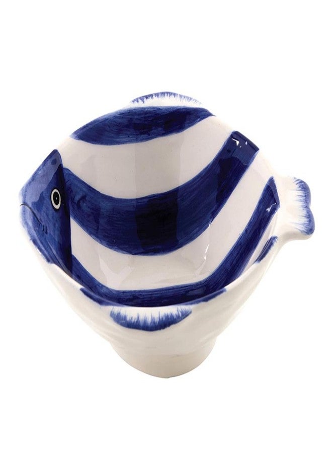 47th & Main Fish Shaped Dish Ceramic Serving Bowl for Entertaining, 5" x 5", Blue/White - Image 1