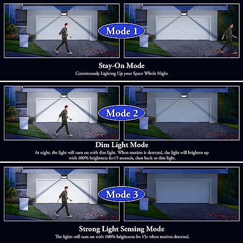 Brightever Solar Outdoor Lights, 2-Pack Super Bright 178 LEDs Motion Sensor Wall Light with 270° Wide Angle & 3 Modes, Waterproof Solar Powered Security Light for Patio Garden Garage Front Door - Image 3