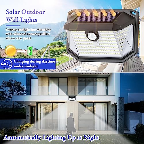 Brightever Solar Outdoor Lights, 2-Pack Super Bright 178 LEDs Motion Sensor Wall Light with 270° Wide Angle & 3 Modes, Waterproof Solar Powered Security Light for Patio Garden Garage Front Door - Image 2