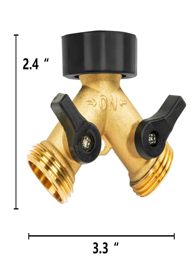موزع خرطوم حديقة نحاسي ثنائي الاتجاه من LIULO TOOL، موصل خرطوم نحاسي شديد التحمل 3/4 بوصة، صمامان مع حلقات مطاطية (عبوة واحدة) - Image 2