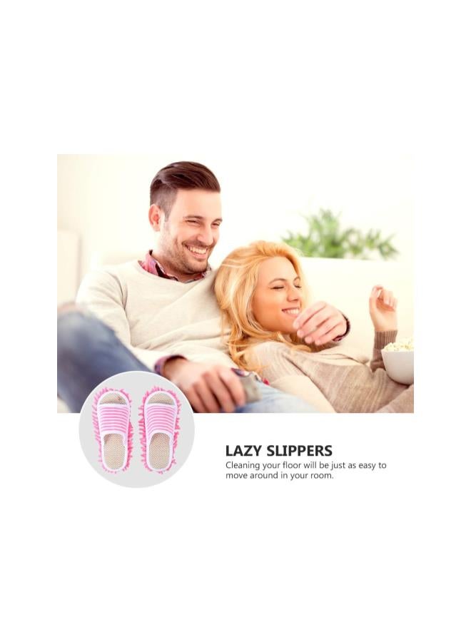 1 Pair Men and Women House Dusting Slippers Floor Dust Dirt Cleaning Slipper Slipper Microfiber Floor Cleaning Washable Detachable Mop Slippers Household Slippers - Image 4