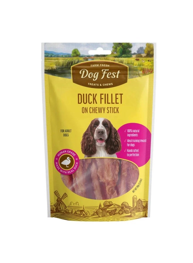 Dog Fest Duck Fillet On Chewy Stick For Adult Dogs - 90g (3.17oz)[Weight - 90g] - Image 1