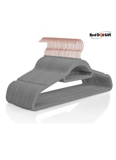 Red Dot Gift 50-Pack Grey Non-Slip Velvet Hangers 42cm/16.8In With 360 Degree Rotatable Hook, Durable and Slim for Coat,Pant  - Image 1
