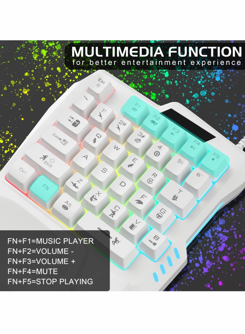 One Handed Gaming Keyboard, Small Gaming Keyboard with Ergonomic Palm Rest, Mini Gaming Keypad - Image 2