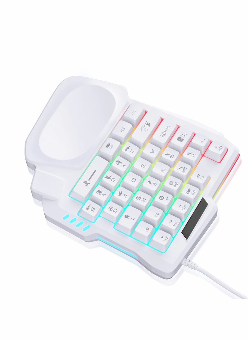 One Handed Gaming Keyboard, Small Gaming Keyboard with Ergonomic Palm Rest, Mini Gaming Keypad - Image 1