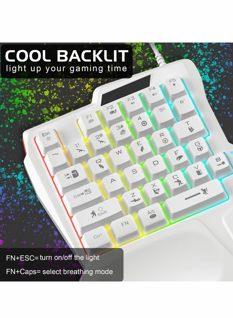 One Handed Gaming Keyboard, Small Gaming Keyboard with Ergonomic Palm Rest, Mini Gaming Keypad - Image 3