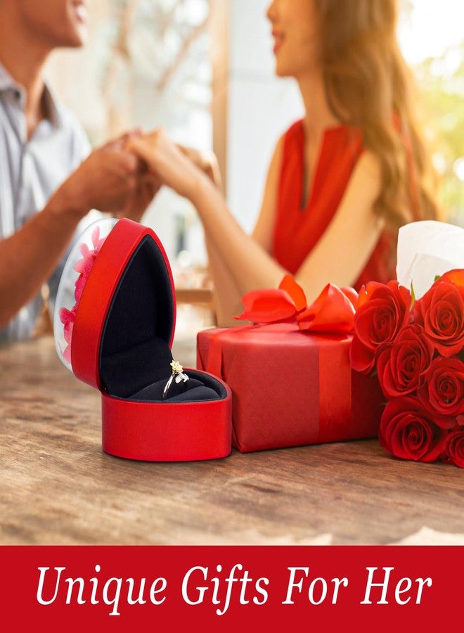 وردة فاناديث الطبيعية المحفوظة مع خاتم، علبة خاتم على شكل قلب، ورود أبدية، هدايا من الورود الطبيعية للنساء، والصديقة والزوجة في عيد الحب، وعيد الميلاد، وحفلات الزفاف، وأعياد الميلاد، والذكرى السنوية (أحمر) - Image 5