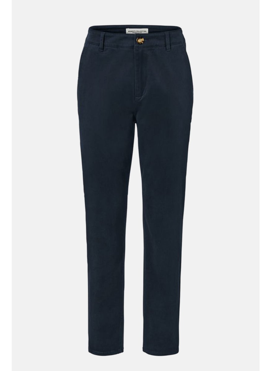 Tchibo Women Regular Fit Plain Chino Pants, Navy  - Image 3