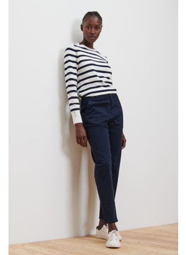 Tchibo Women Regular Fit Plain Chino Pants, Navy  - Image 1