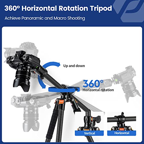Fotopro Carbon Fiber Horizontal Tripod, 75 Inch Camera Tripod with 360 Degree Ball Head Quick Release Plate for DSLR Video Camcorder, 2-in-1 Tripods Monopod Max Load 22lbs - Image 2