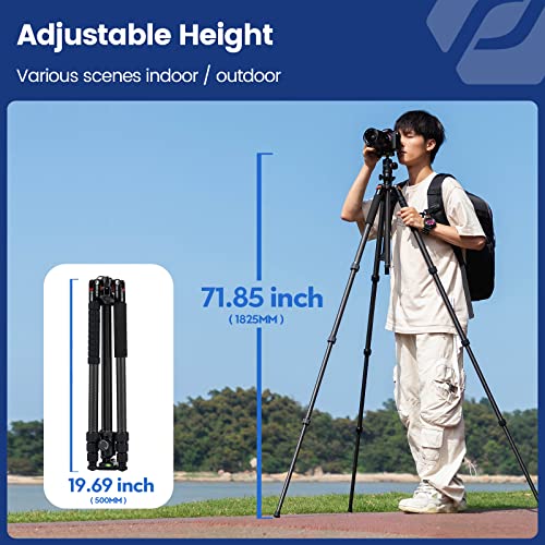 Fotopro Carbon Fiber Horizontal Tripod, 75 Inch Camera Tripod with 360 Degree Ball Head Quick Release Plate for DSLR Video Camcorder, 2-in-1 Tripods Monopod Max Load 22lbs - Image 5