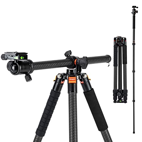 Fotopro Carbon Fiber Horizontal Tripod, 75 Inch Camera Tripod with 360 Degree Ball Head Quick Release Plate for DSLR Video Camcorder, 2-in-1 Tripods Monopod Max Load 22lbs - Image 1