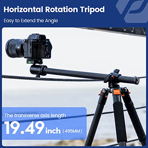 Fotopro Carbon Fiber Horizontal Tripod, 75 Inch Camera Tripod with 360 Degree Ball Head Quick Release Plate for DSLR Video Camcorder, 2-in-1 Tripods Monopod Max Load 22lbs - Image 4
