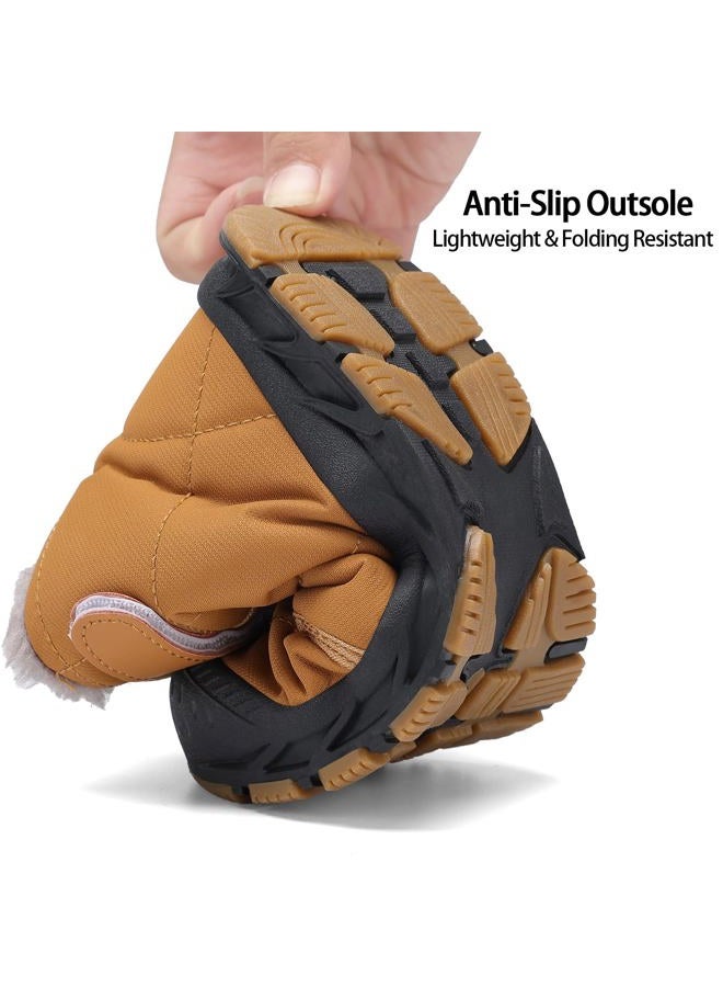 FANSITE Boys Snow Boots Winter Waterproof Slip Resistant Cold Weather Shoes（Little Kid/Big Kid, Brown, 5.5 Big Kid - Image 2