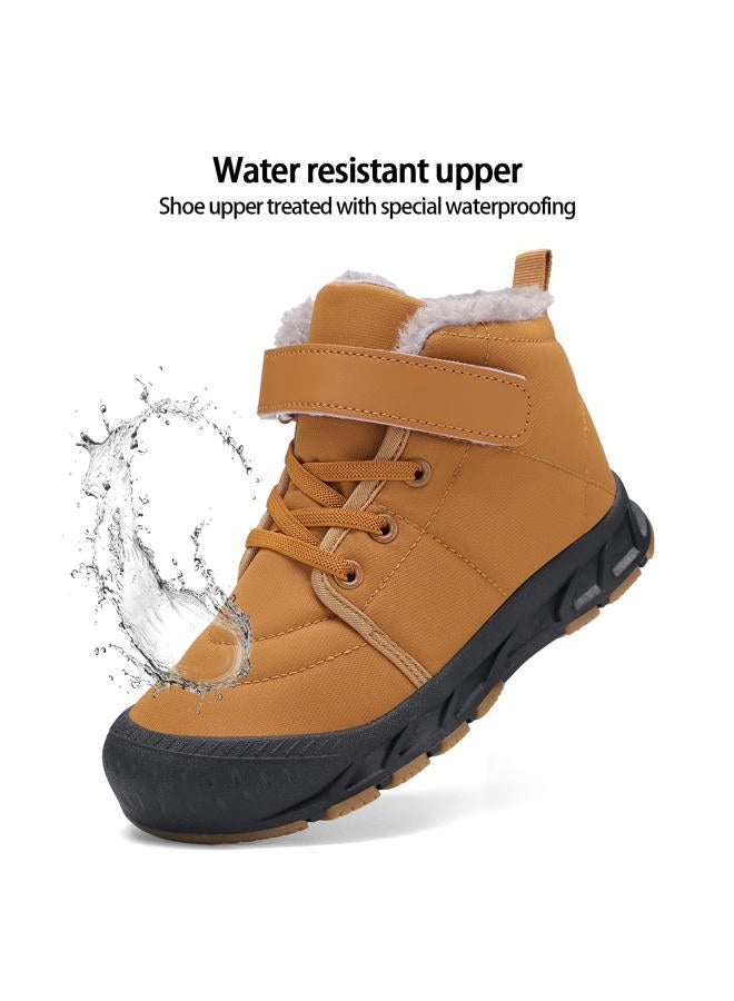 FANSITE Boys Snow Boots Winter Waterproof Slip Resistant Cold Weather Shoes（Little Kid/Big Kid, Brown, 5.5 Big Kid - Image 4