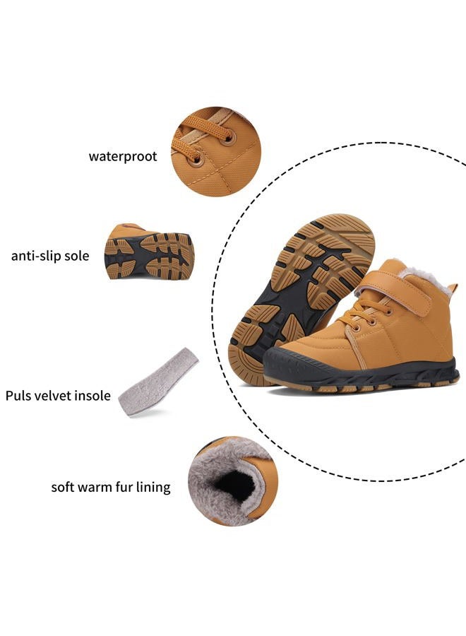 FANSITE Boys Snow Boots Winter Waterproof Slip Resistant Cold Weather Shoes（Little Kid/Big Kid, Brown, 5.5 Big Kid - Image 3