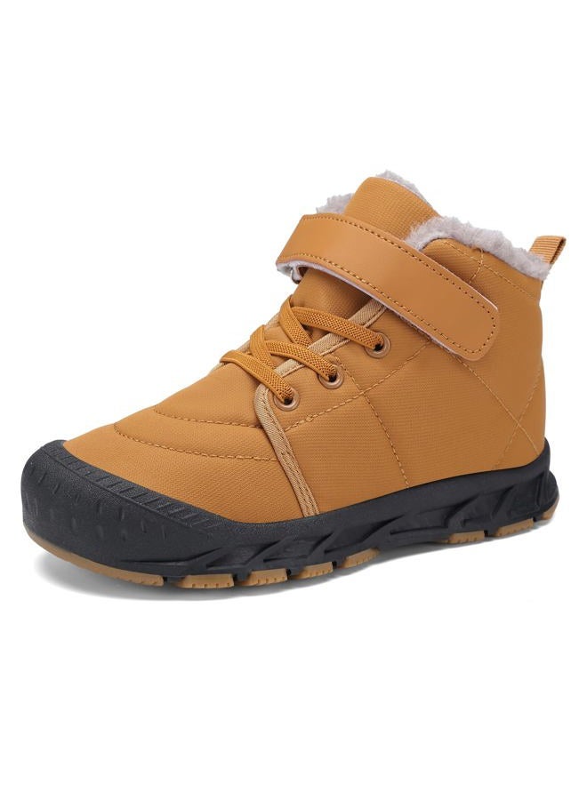 FANSITE Boys Snow Boots Winter Waterproof Slip Resistant Cold Weather Shoes（Little Kid/Big Kid, Brown, 5.5 Big Kid - Image 1