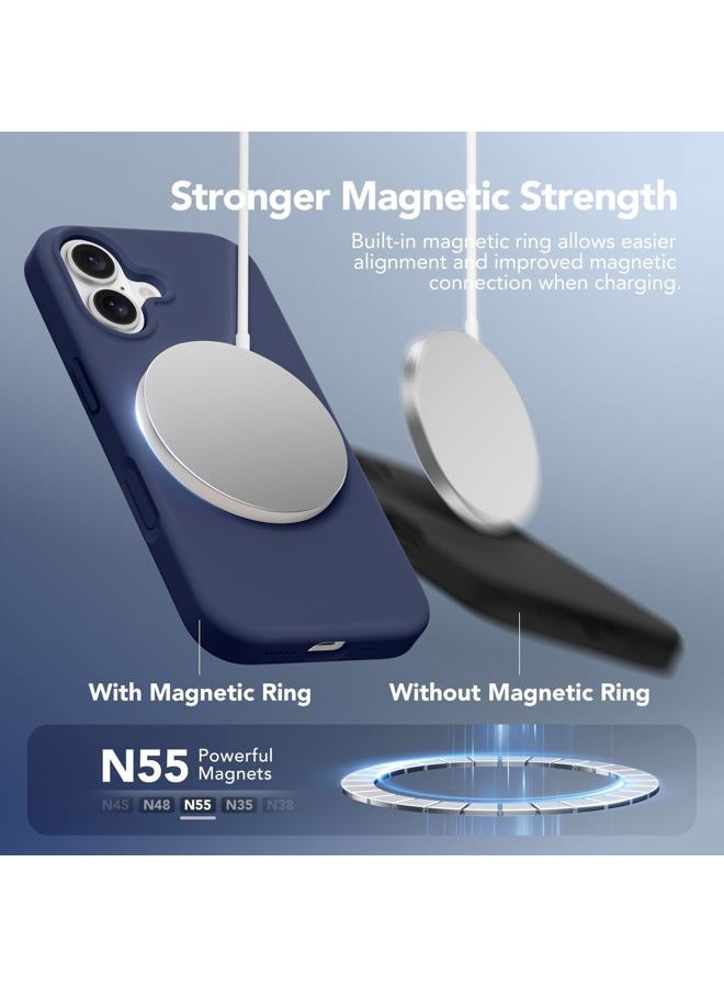 GONEZ Magnetic for iPhone 16 Case, Compatible with MagSafe, [Screen Protector + Camera Lens Protector], Liquid Silicone Shockproof Protective Phone Case for iPhone 16 6.1", Midnight Blue - Image 3