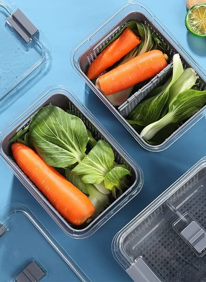 Fridge Storage Set With Easy Removable Drain Basket  - Image 4