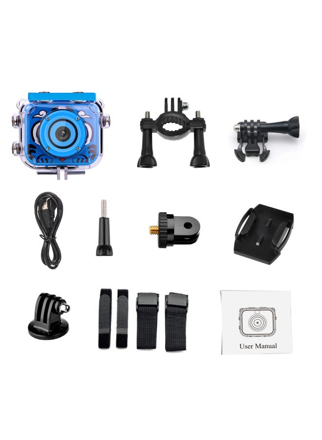 Generic Kids Camera Sports Camera 1080p HD Drop-proof Waterproof Holiday Gift Mini Sports Camera-Body Color:G20B Blue (standard)  - Image 1