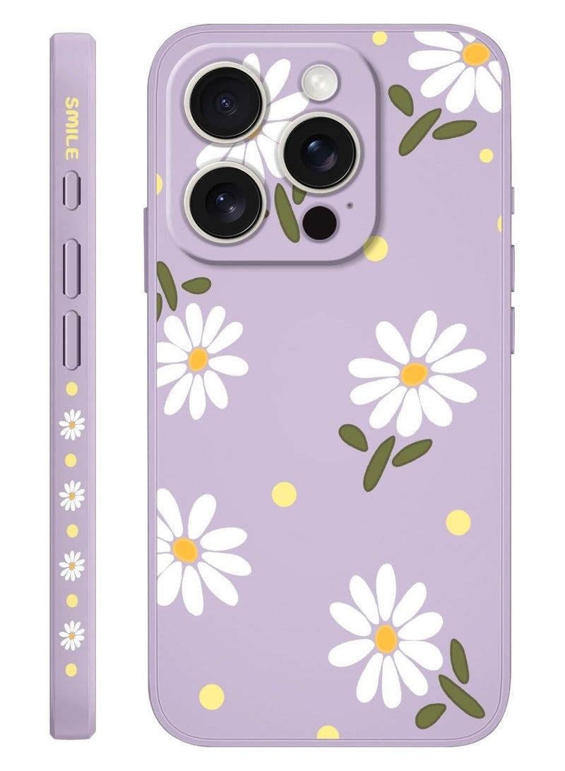 for iPhone 16 Pro Case Scratch Resistant Soft Slim Fit Floral Phone Cover for iPhone 16 Pro 6.3 inch-Daisy Purple - Image 1