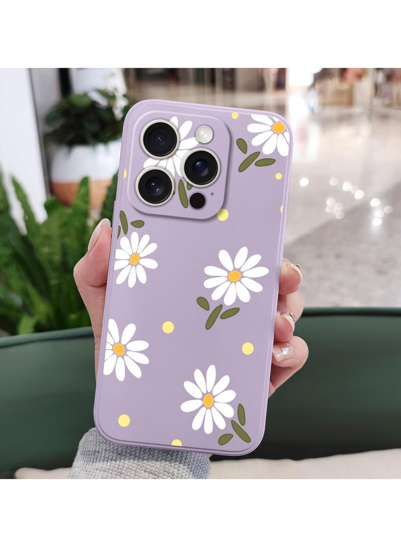 for iPhone 16 Pro Case Scratch Resistant Soft Slim Fit Floral Phone Cover for iPhone 16 Pro 6.3 inch-Daisy Purple - Image 3