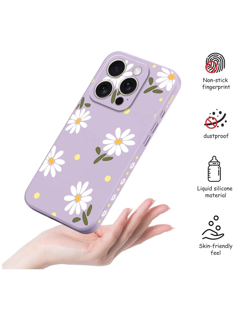 for iPhone 16 Pro Case Scratch Resistant Soft Slim Fit Floral Phone Cover for iPhone 16 Pro 6.3 inch-Daisy Purple - Image 5