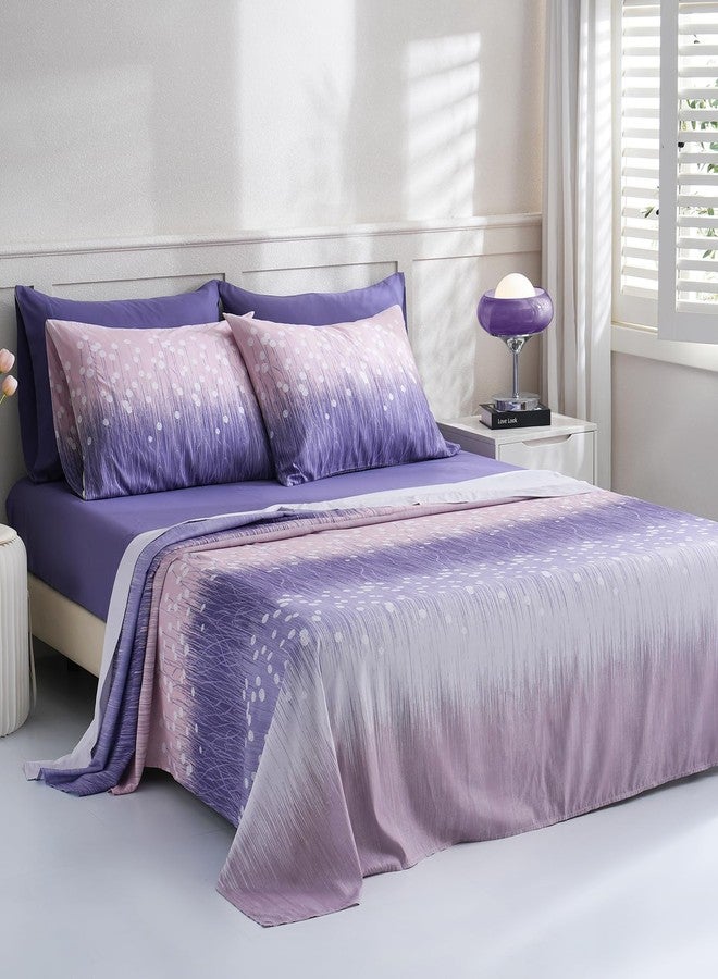 LONAVA Solid and Printed King Size Bed Sheet Set - 6-Piece, Includes Solid Fitted Sheet, Solid Pillowcases, OEKOTEX Certified, 100% Brushed Microfiber, Comfortable and Breathable, YH-787 - Image 1