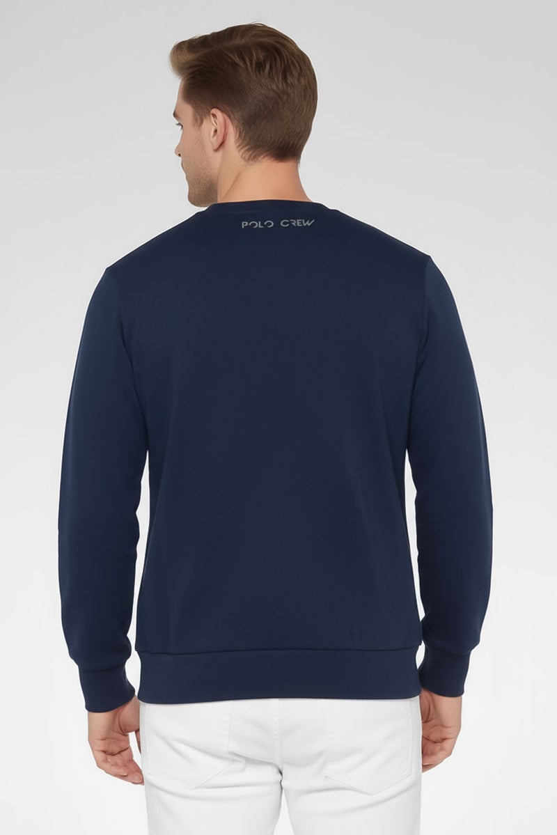 La Martina Men Crew Neck Brand Logo Long Sleeves Sweatshirt, Navy - Image 3
