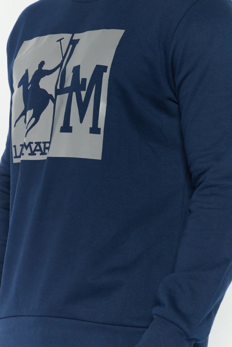 La Martina Men Crew Neck Brand Logo Long Sleeves Sweatshirt, Navy - Image 5
