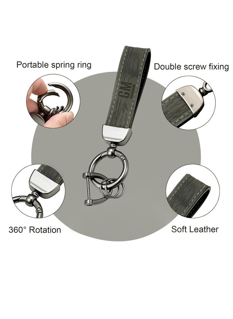 GM Premium Carbon Fiber Leather Car Keychain with 360° Swivel Snap - Metal Ring & Soft Leather Design - Image 2