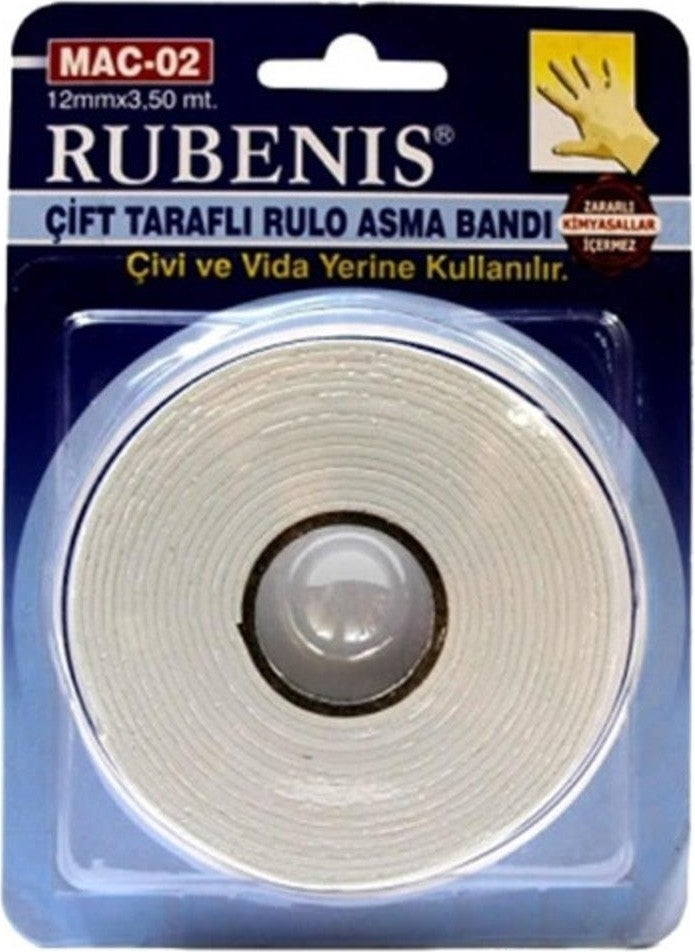 Rubenis - 12MMX3.5MT Double Sided Roll Hanging Tape Mac-02 - Image 1