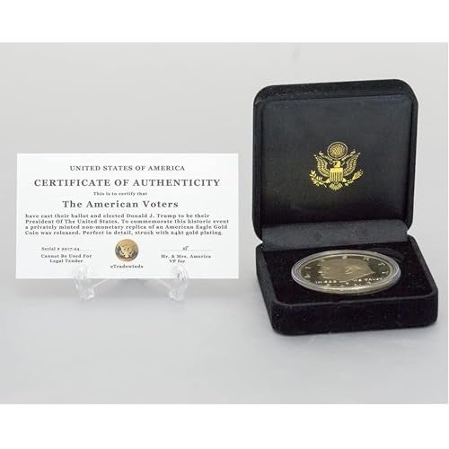 eTradewinds Donald J Trump Won 2025 Gold Coin in Velvet Display Case 47th Presidential Commemorative Gold Plated Replica Challenge Coin with Cert of Authenticity 2025 Velvet - Image 5