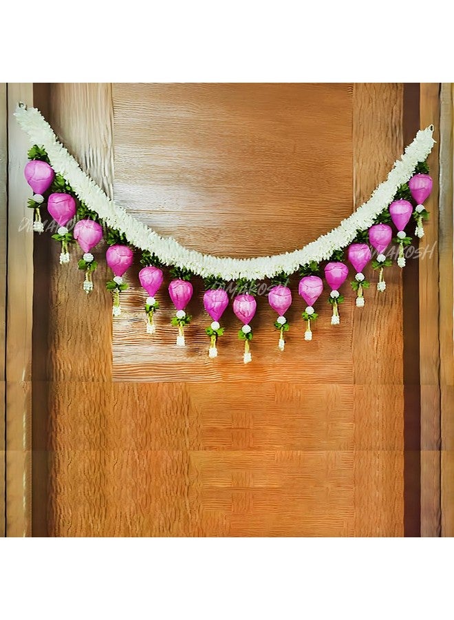 Virushka Torans for Entrance Door, Door Hangings for Home Decoration, Lotus Buds Toran | Thoranam for Entrance Door, Toran for Home Decoration, Gajra Bandhanwar Size - 40 Inch - Image 2