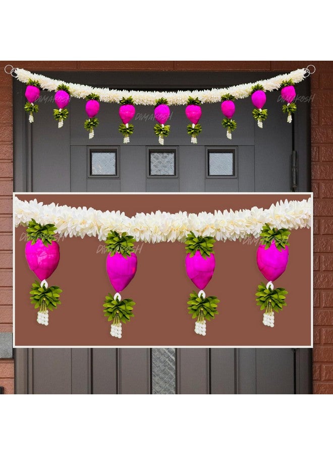 Virushka Torans for Entrance Door, Door Hangings for Home Decoration, Lotus Buds Toran | Thoranam for Entrance Door, Toran for Home Decoration, Gajra Bandhanwar Size - 40 Inch - Image 1
