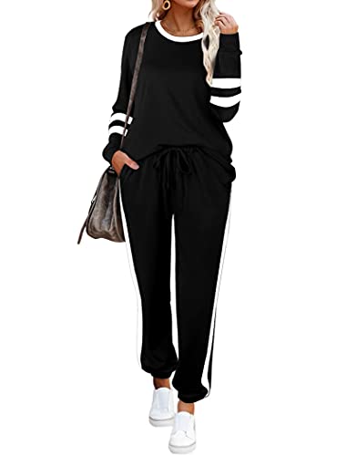Aloodor أزياء طائرات ألودور للنساء 2025 ملابس عمل غير رسمية لخريف النساء مجموعة ملابس منزلية أزياء خريف مبكر بدلة رياضية ملابس مدرسية للمعلمين مجموعات تمارين ملابس قديمة المال سوداء L - Image 2