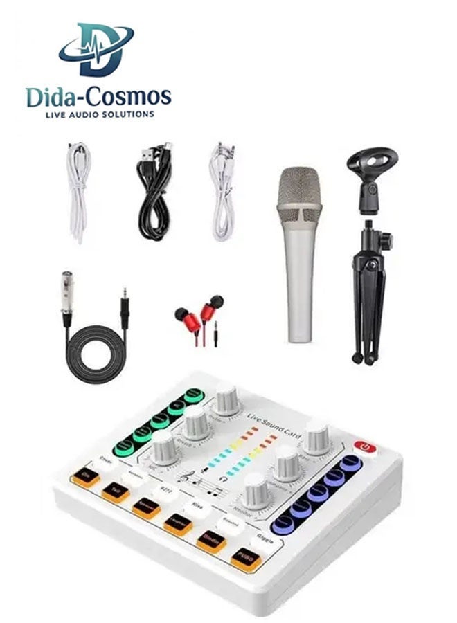 dida-cosmos M8 Sound Card Set DSP Chip Twelve Ambient Sounds Four Kinds Of Sound Changes Live Broadcast DJ Mixer Music Recording Guitars TikTok Facebook YouTube USB Bluetooth - Image 1