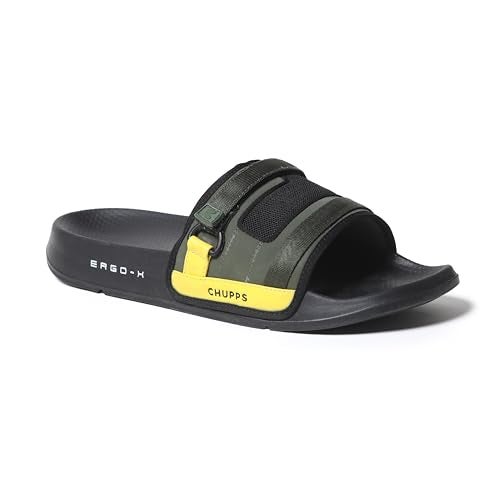 CHUPPS Rebel Slider for Men | Flip Flop Slippers with FOAM6 Upper Technology (6mm Foam) | Snug Fit Footwear with ERGOX PLUS Contoured & Cushioned Footbed | Lightweight Slides for Men - Black/Grey - Image 4