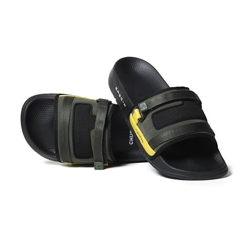 CHUPPS Rebel Slider for Men | Flip Flop Slippers with FOAM6 Upper Technology (6mm Foam) | Snug Fit Footwear with ERGOX PLUS Contoured & Cushioned Footbed | Lightweight Slides for Men - Black/Grey - Image 1