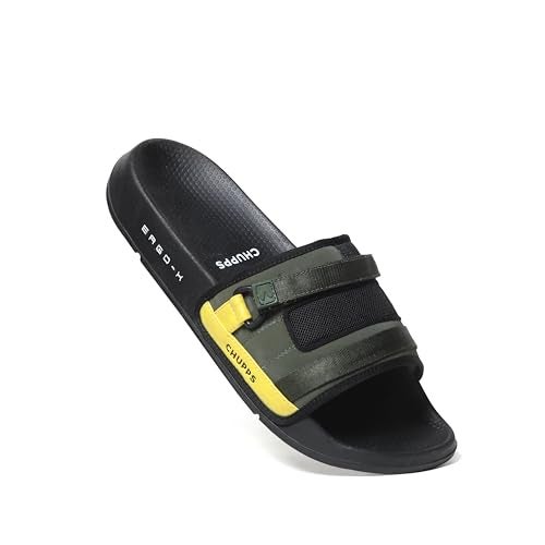 CHUPPS Rebel Slider for Men | Flip Flop Slippers with FOAM6 Upper Technology (6mm Foam) | Snug Fit Footwear with ERGOX PLUS Contoured & Cushioned Footbed | Lightweight Slides for Men - Black/Grey - Image 5