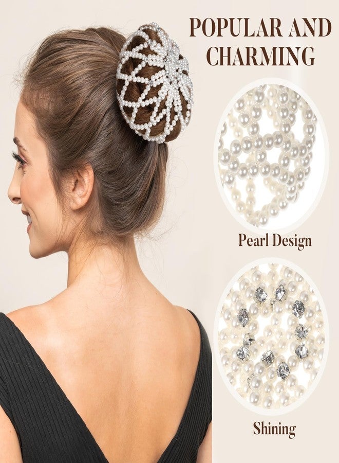 Beaupretty Hair Snood, Pearl Design Hairnet for Dance Performance, White, 1 Count - Image 2